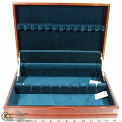 42) SINGLE FLATWARE CHEST WITH MAHOGANY FINISH