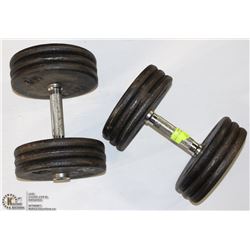 PAIR OF STEEL DUMBBELLS