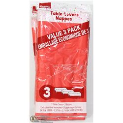 FOUR PACKAGES OF 3 TABLE COVERS
