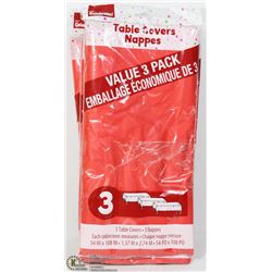 FOUR PACKAGES OF 3 TABLE COVERS