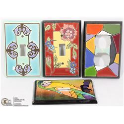 VINTAGE SET OF 4 CERAMIC LIGHT SWITCH