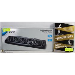 LOT WITH ONN WIRED KEYBOARD AND INNOVATORS BOOK