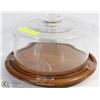 Image 1 : WOODEN AND GLASS CAKE STAND