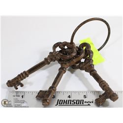 SET OF THREE CAST IRON KEYS ON RINGS