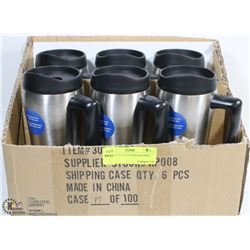 CASE OF 6 NEW STAINLESS STEEL MUGS