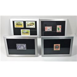 LOT OF 4 FRAMED STAMPS OF THE WORLD