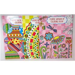 LOT OF 3 ADULT COLORING BOOKS