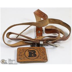 VINTAGE SET OF 2  LEATHER COWBOY BELTS