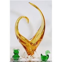 LARGE YELLOW ART GLASS W/2