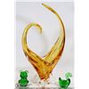 Image 1 : LARGE YELLOW ART GLASS W/2