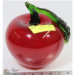 LARGE HAND BLOWN GLASS APPLE 8" HIGH