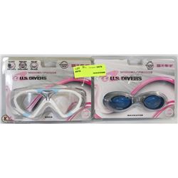 LOT OF 2 U.S. DIVERS GOGGLES FOR WOMEN