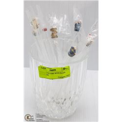 WIDEMOUTH VASE WITH GLASS STIR STICKS