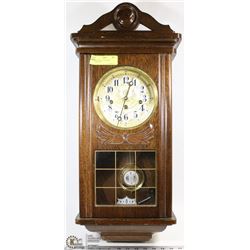 WOOD WALL CLOCK WITH PENDULUM