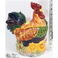 COLORFUL ROOSTER COOKIE JAR