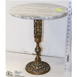 MARBLE TOP BRASS BASE END TABLE