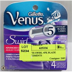 GILLETTE SWIRL 4PK BLADE REPLACEMENTS