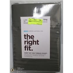 THE RIGHT FIT KING SIZE SHEET SET GREY