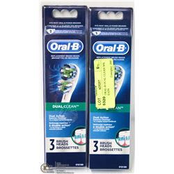 LOT OF 2 ORAL-B DUAL CLEAN 3PK BRUSH HEADS