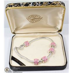 PANDORA STYLE BRACELET WITH PINK CHARMS