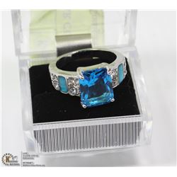 BLUE SAPPHIRE & CLEAR CRYSTAL RING