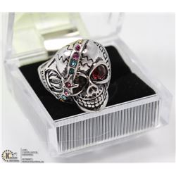 MEN'S HEAVY STAINLESS STEEL SKULL RING SZ10