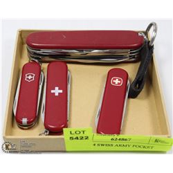 LOT OF 4 SWISS ARMY POCKET KNIVES