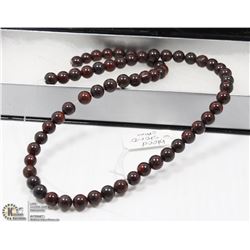 #37 NATURAL BLOOD STONE LOOSE BEAD NECKLACE  15"
