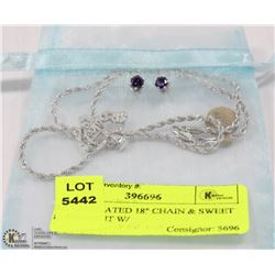SILVER PLATED 18" CHAIN & SWEET 16 PENDANT W/