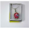 Image 1 : PINK (LAB) FIRE OPAL PENDANT & CHAIN