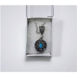 VINTAGE STYLE TURQUOISE & CRYSTAL PENDANT