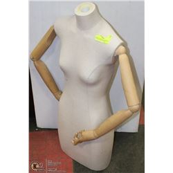 FEMALE TORSO MANNEQUIN WITH MOVEABLE ARMS & HANDS