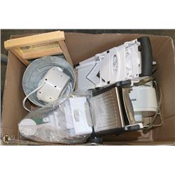 BOX W/ BRAUN JUICER AND ASSORTED SLICERS