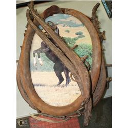 VINTAGE HARNESS YOKE PICTURE FRAME 29X17