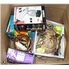 Image 1 : BOX W/ TURTLE ORNAMENT/TOYS, SHOE POLISHER,AND