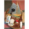 Image 1 : BOX OF ASSORTED TOYS, DECORATIVE BOAT CLOCK AND