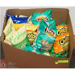 BOX OF ASSORTED SMALL BAGS OF SNACKS