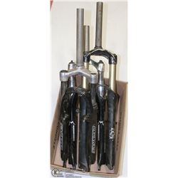 BOX OF ASSORTED MOUNTAIN BIKE FORKS