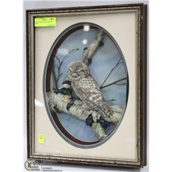 3D OWL PICTURE WITH 3 MATTS 13"X17"