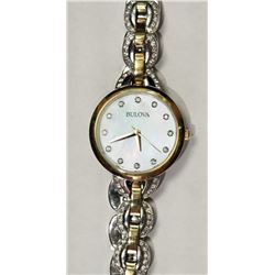 #1-BULOVA TWO-TONE CUBIC CRYSTAL LADIES WATCH