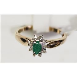 #3-10K YELLOW GOLD EMERALD & DIAMOND RING