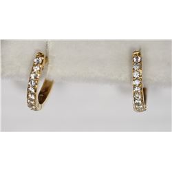 #6-18K YELLOW GOLD CUBIC ZIRCONIA HUGGIE EARRINGS