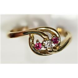 #9-10K YELLOW GOLD RUBY & DIAMOND RING