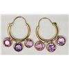 Image 1 : #11-14K YELLOW GOLD SAPPHIRE HOOP EARRINGS