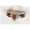 Image 1 : #13-10K YELLOW GOLD GARNET & DIAMOND RING