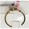 Image 2 : #13-10K YELLOW GOLD GARNET & DIAMOND RING