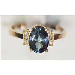 #19-14K YELLOW GOLD TANZANITE & DIAMOND RING