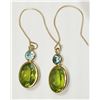 Image 1 : #21-14K YELLOW GOLD PERIDOT & BLUE TOPAZ EARRINGS