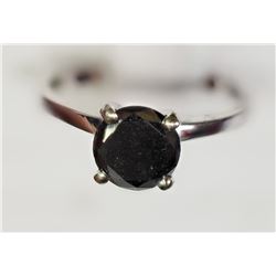 #23-14K WHITE GOLD BLACK DIAMOND SOLITAIRE RING
