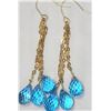 Image 1 : #25-14K YELLOW GOLD BLUE TOPAZ TEAR DROP EARRINGS